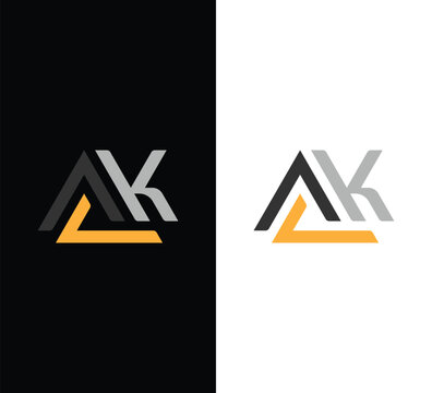 Minimalist akl logo letter monogram vector design split screen concept