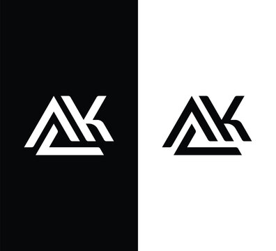 Minimalist akl monogram logo design in black and white variations