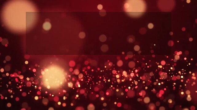 Abstract red background with glowing particles and soft bokeh lights