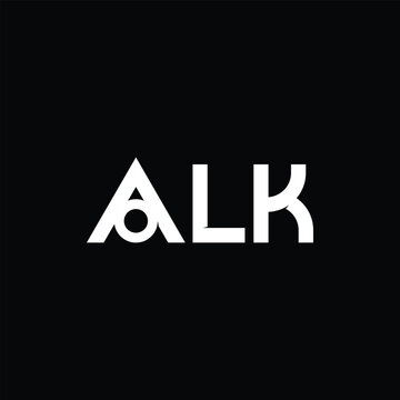 Typography alk monogram logo design with stylized letter a character