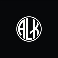 Fototapeta premium Alk black letter monogram circle logo design emblem with identity