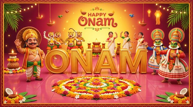 south Indian Kerala festival happy onam greetings background. editable vector illustration design