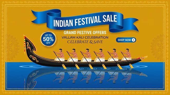 Happy Onam Big Shopping Sale Advertisement background for Festival of South India Kerala