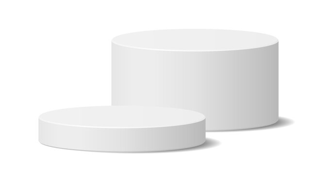 Empty white podium pedestal stand product display cylinder platform 3D isolated png background