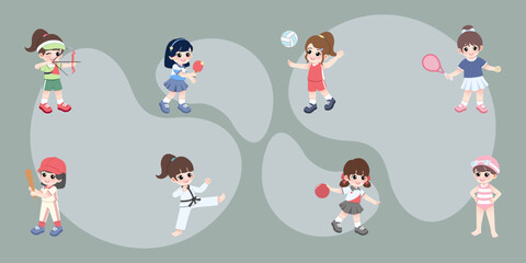 Obraz premium collection of Children play sports 