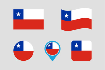 Fototapeta premium The Chile national flag. The Chile national flag in vector format with a 2:3 aspect ratio rectangle, waveform, round, rounded pin and square shapes.