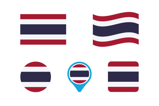 The Thailand national flag. The Thailand national flag in vector format with a 2:3 aspect ratio rectangle, waveform, round, rounded pin and square shapes.
