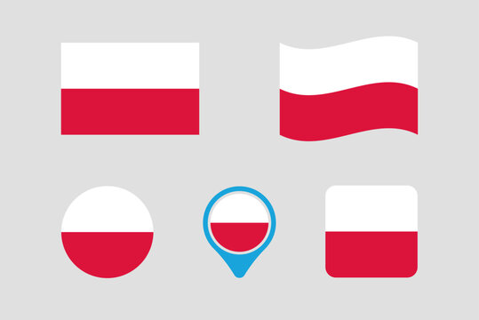 The Poland national flag. The Poland national flag in vector format with a 2:3 aspect ratio rectangle, waveform, round, rounded pin and square shapes.