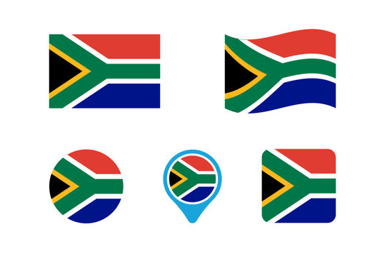 The South Africa national flag. The South Africa national flag in vector format with a 2:3 aspect ratio rectangle, waveform, round, rounded pin and square shapes.