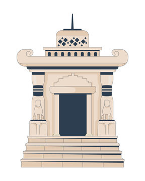 Traditional Indonesian temple gate architecture 2D cartoon clip art. Cultural heritage. Historic building. Balinese sanctuary isolated flat vector element on white background. Spot illustration