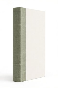 Closed green hardcover book on white background with soft lighting.