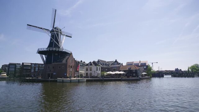 Historic Windmill De Adriaan in Haarlem, Netherlands