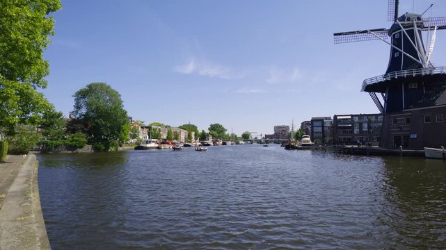 Historic Windmill De Adriaan in Haarlem, Netherlands