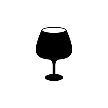 This is a minimalist vector illustration of a Brandy Snifter Glass icon, featuring a simple, clean, and solid glyph style. The icon can be used as a symbol, sign, or logo.