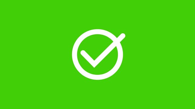 White checkmark sign icon set check mark animation inside circle. Check mark icons indicates approval or confirmation encircled