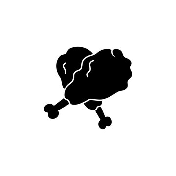 This is a minimalist vector illustration of a Fried Chicken icon, featuring a simple, clean, and solid glyph style. The icon can be used as a symbol, sign, or logo.