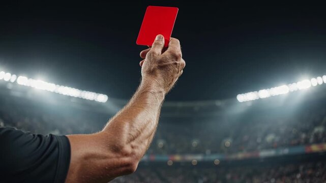 Referee Holding Red Card High