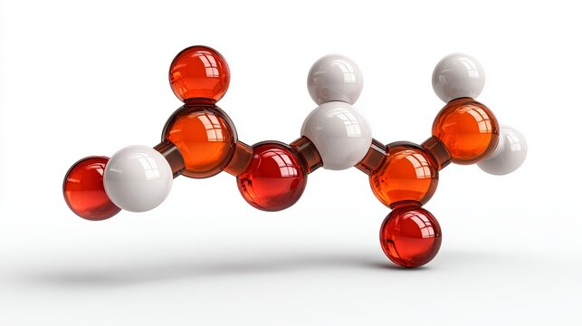 Detailed molecular structure of glucose, a simple sugar, showcasing atoms and bonds in a scientific laboratory setting