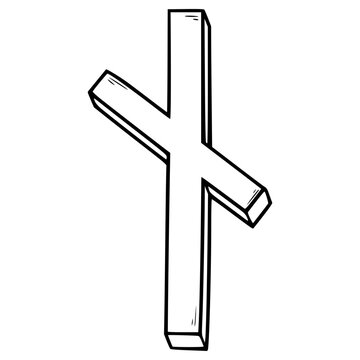 naudiz rune illustration hand drawn outline vector