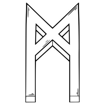 mannaz rune illustration hand drawn outline vector