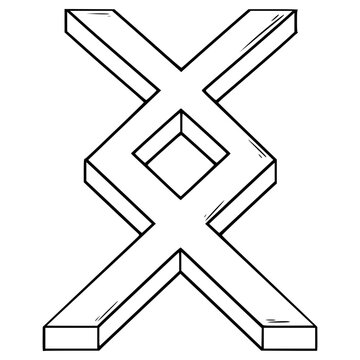 ingwaz rune illustration hand drawn outline vector