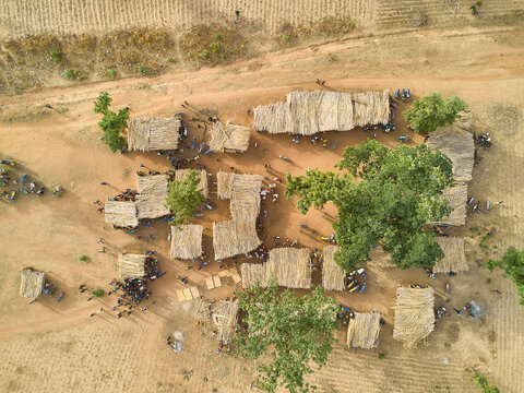 Nigeria, Ibadan, Aerial view of Kamberi tribe market