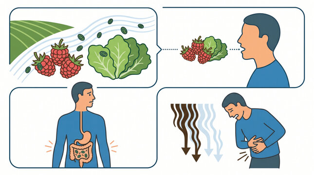 Image of the parasite Cyclospora cayetanensis (oocysts), which causes cyclosporiasis - a dangerous foodborne infection transmitted through contaminated water or food and provoking severe diarrhea
