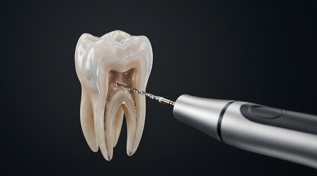 Dental extraction tool pulling a tooth