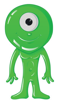 Cute alien character cartoon style illustration design. vector