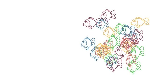 Cute Colorful Fish Doodle Seamless Animated Background Loop