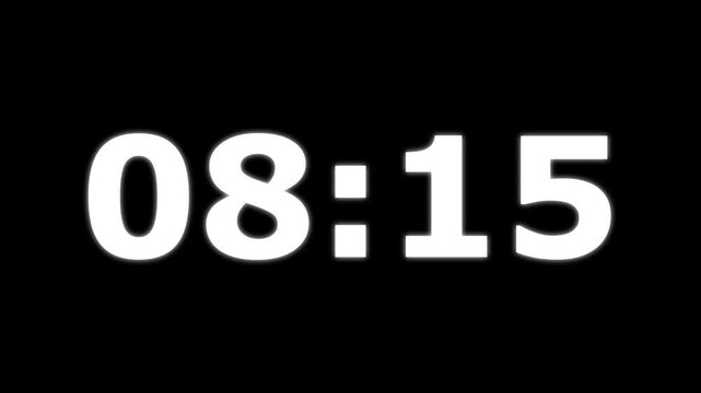 Countdown timer animation of 9 minutes on transparent background with alpha channels, 9 minutes countdown timer animation, countdown video.