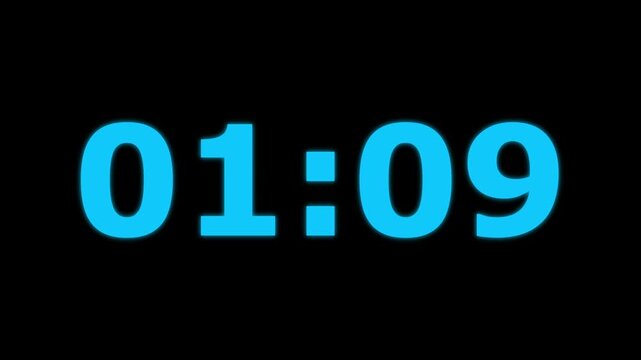 Glowing neon 1 minute 15 second countdown animation timer, Dynamic 75 second Countdown Animation Engaging Timer Visuals for Events 4k video.