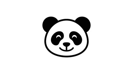 A friendly panda bear face icon smiling on white background. © Mbah