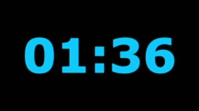 Glowing 1 minute 45 second countdown animation timer, Dynamic 105 second Countdown Animation Engaging Timer Visuals for Events 4k video.