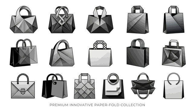 Premium shopping cart icons showcase various bags and wallets in a collection