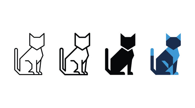 Cats Silhouettes Sitting in Different Colors