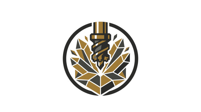 Industrial drill bit icon with crystalline structure.