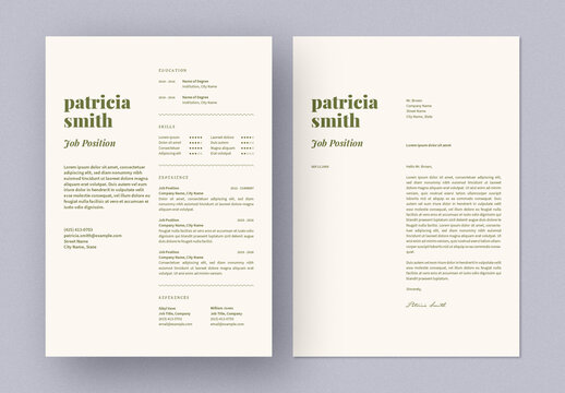 Clean Two Columne Resume and Cover Letter Layout