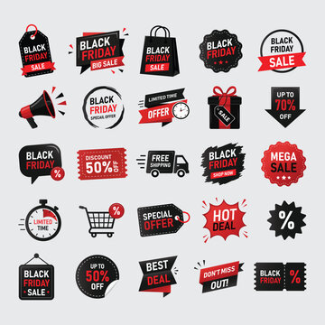 Black Friday promotion discount offer coupon elements label