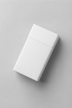 Blank White Cigarette Pack Mockup Top View, Closed Cardboard Tobacco Product Box Template
