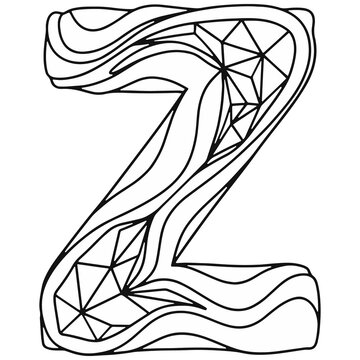 Decorative letter z with hand drawn doodle pattern