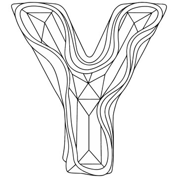 Letter y sketch with geometric lines and triangle shapes