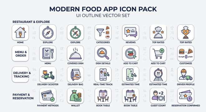 Flat Business and Social Media Icon Set for Modern Web Design, Mobile Apps, and Internet Technology Vector Illustration