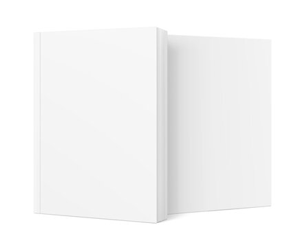Blank softcover book mockup set. 3D hight realistic vector illustration isolated on white background. It can be used for promo, catalogs, brochures, magazines, etc. Scalable and editable. EPS10.