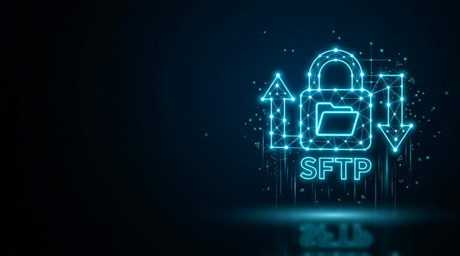 SFTP Secure File Transfer Concept with Lock and Folder Icons