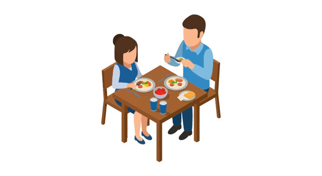 Young couple enjoying a meal at a dining table