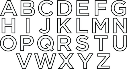 Black and white outline alphabet letters set © Mir
