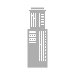 Modern skyscraper building icon silhouette, minimalist urban architecture concept, high-rise office complex, city skyline element © deden