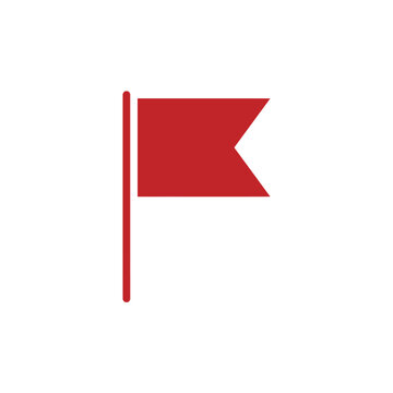 Red flag icon on a simple white background, symbolizing a marker or a warning