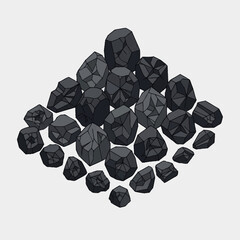Pile of Black Rough Diamonds Stones. © PRASETIA
